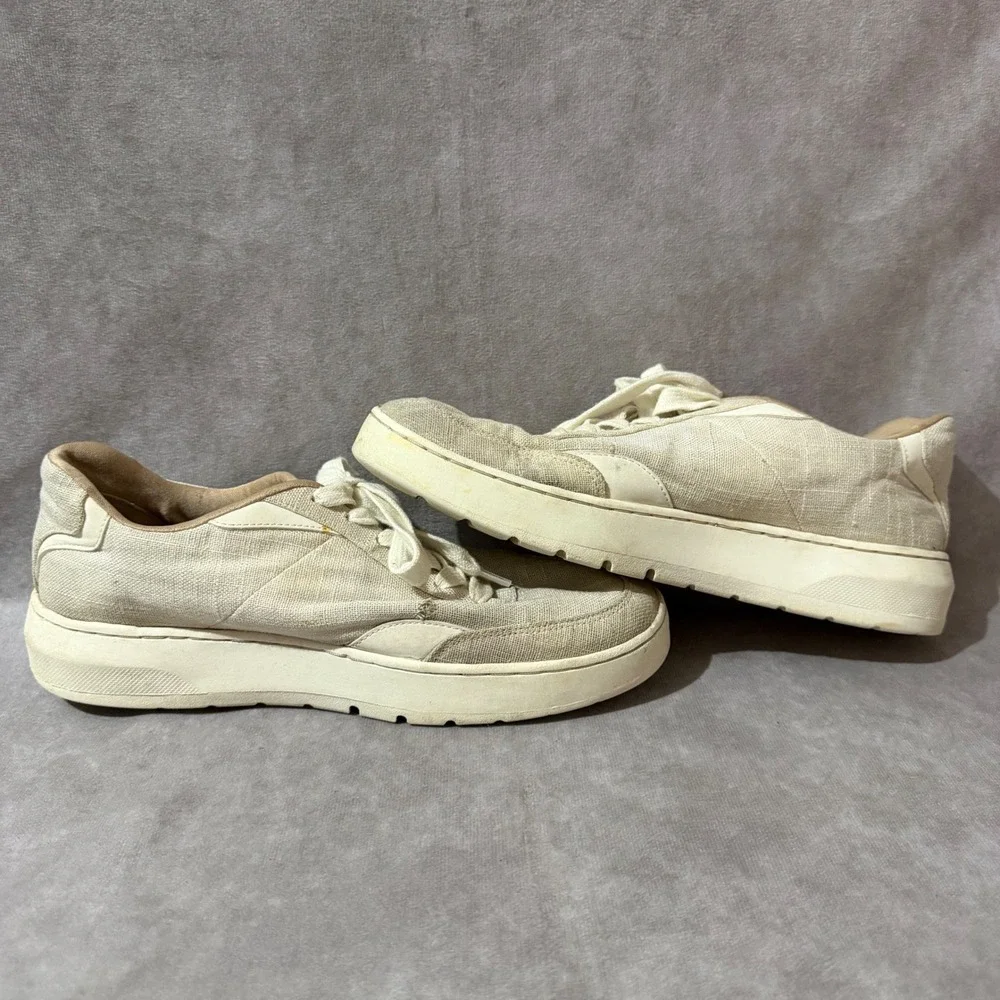 Vionic Elsa Sneakers Women 7 Cream Good Linen Platform Lace Up Casual Low Top